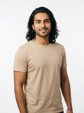 Beige Casual Plain Basic T-Shirt