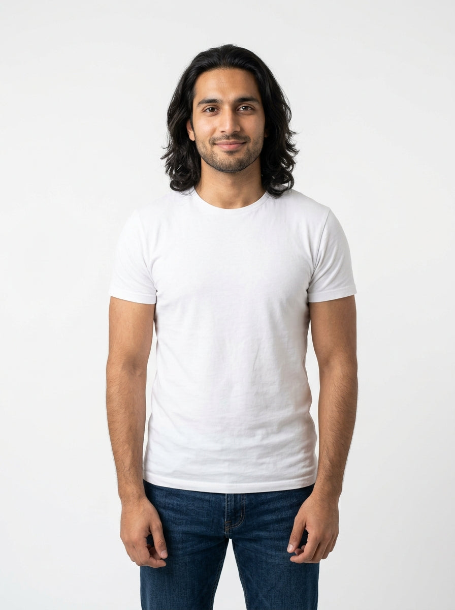 White Casual Plain Basic T-Shirt