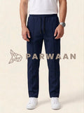Best Comfy Pleated Navy Blue Trouser For Casual Wear and Events.